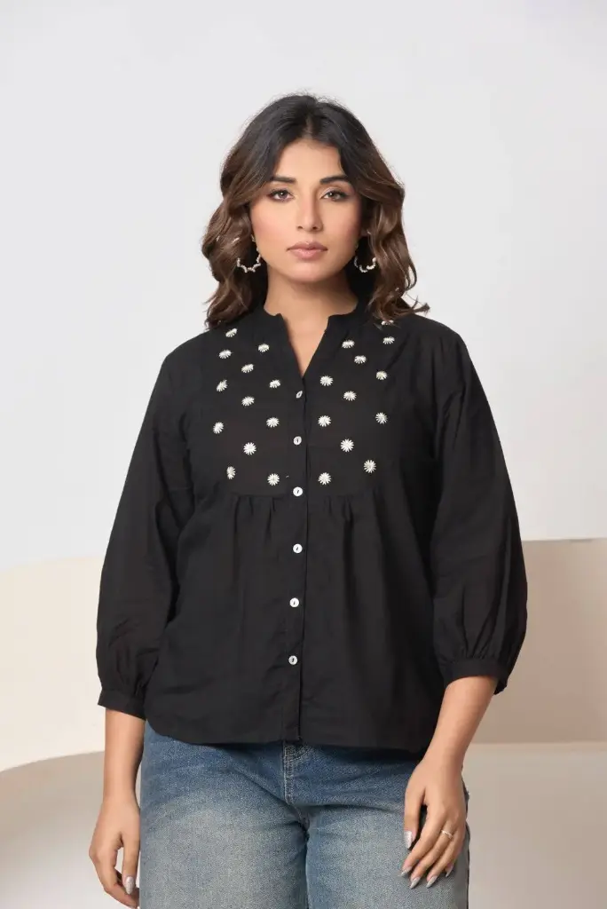 Midnight Bloom Cotton Top