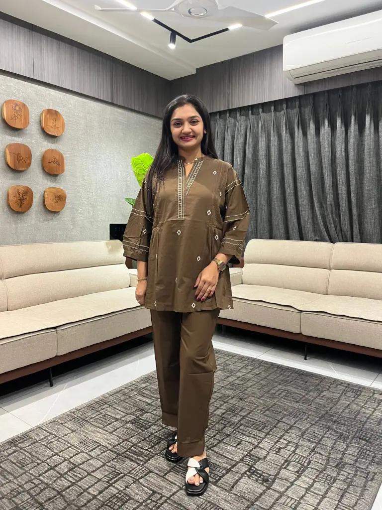 Mocha Elegance Cotton Co-ord Set