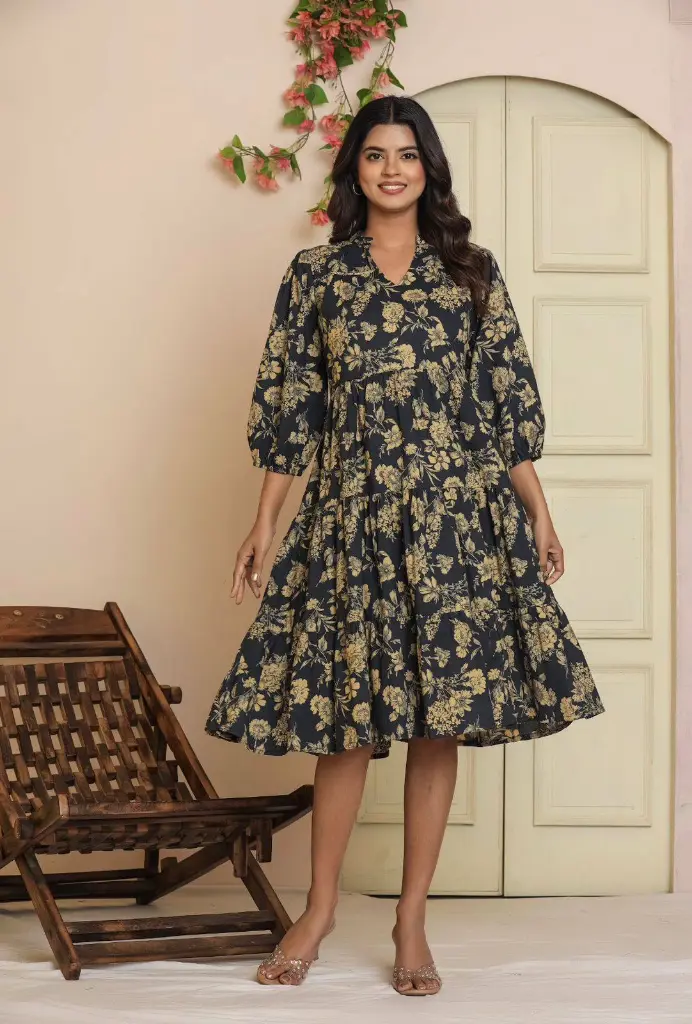 Midnight Garden Cotton Dress