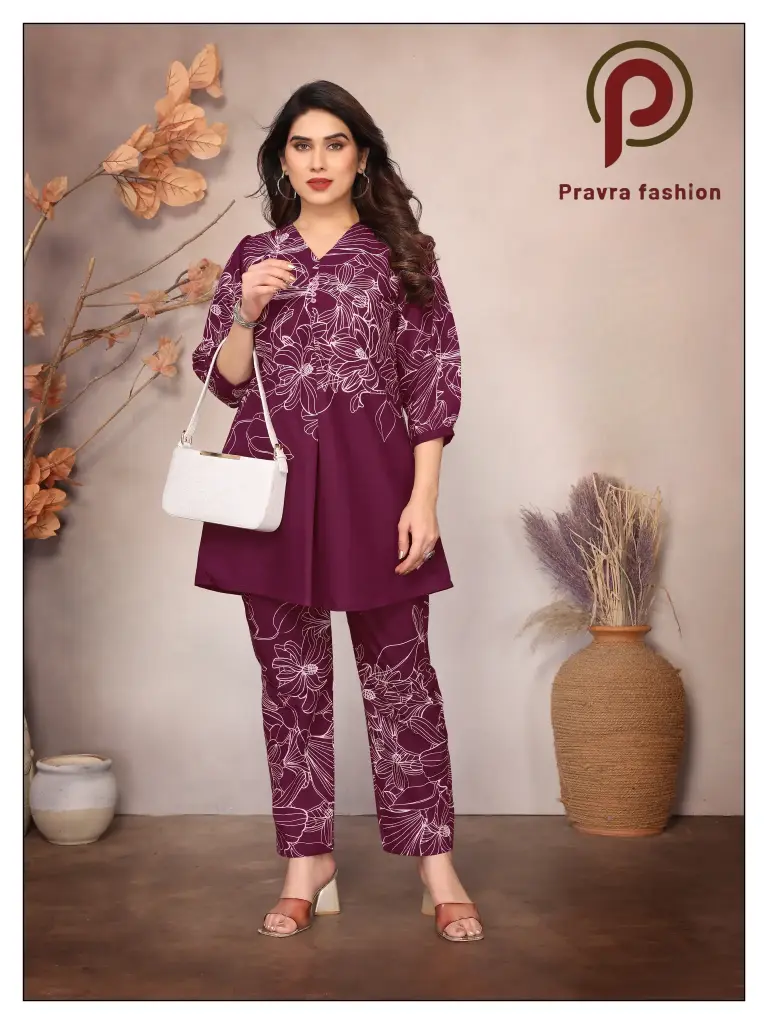 Floral Purple Elegance Printed Co-Ord Set