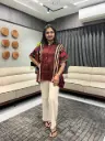 Red & Black Geometric Modal Silk Kaftan Shirt