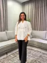 Ivory Noir Dori Embroidered Top