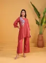Terracotta Bloom Hand-Embroidered Cotton Cord Set
