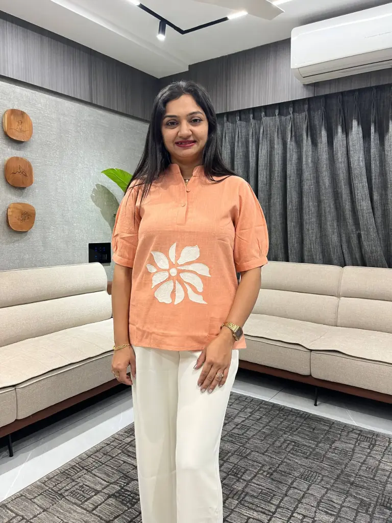 Peach Bloom Linen Top