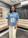 Blue Blossom Linen Top