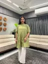 Olive Green Embroidered Cotton Tunic
