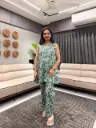 Light Green Pure Cotton Floral Printed A-line Co-ord Set