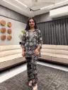 Black Pure Cotton Floral Printed Straight Co-ord Set