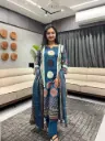 Teal Mandala Hand-Worked Cotton Suit Set