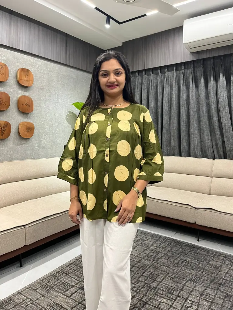 Olive Dot cotton top