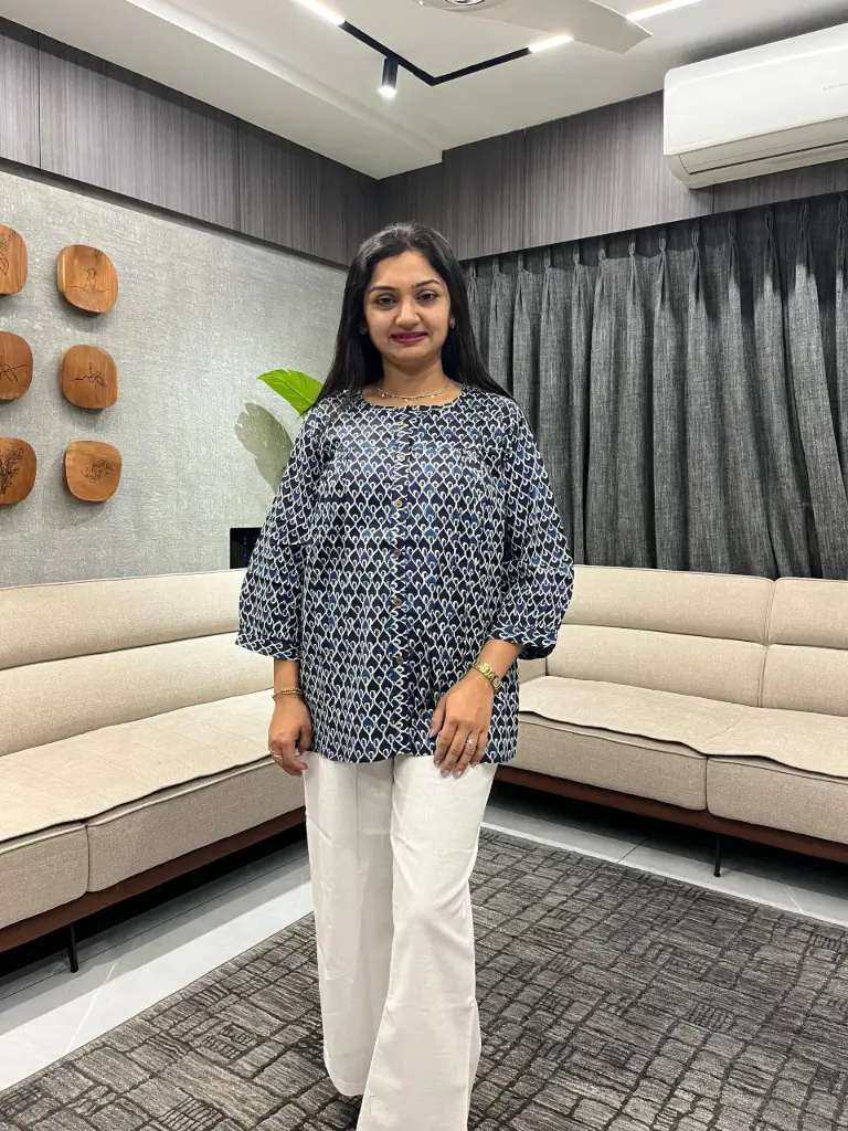 Indigo Charm Cotton Printed Top