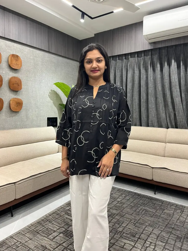 Midnight Charm Cotton Printed Top