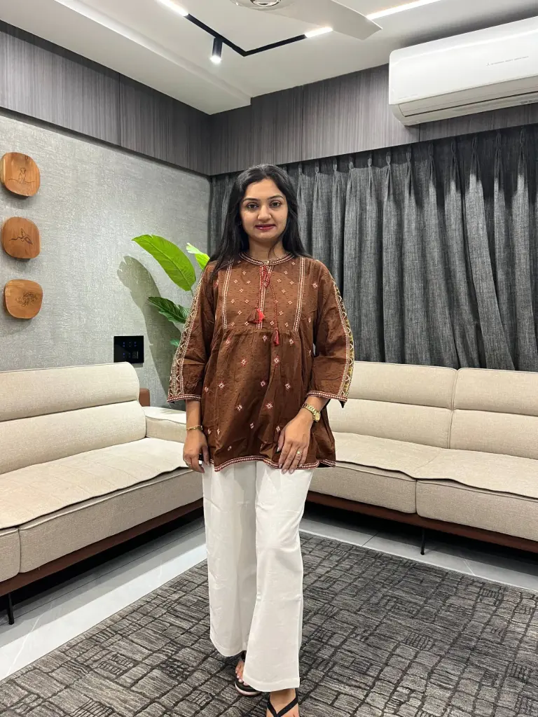 Mustard Glow Embroidered Dobby Tunic