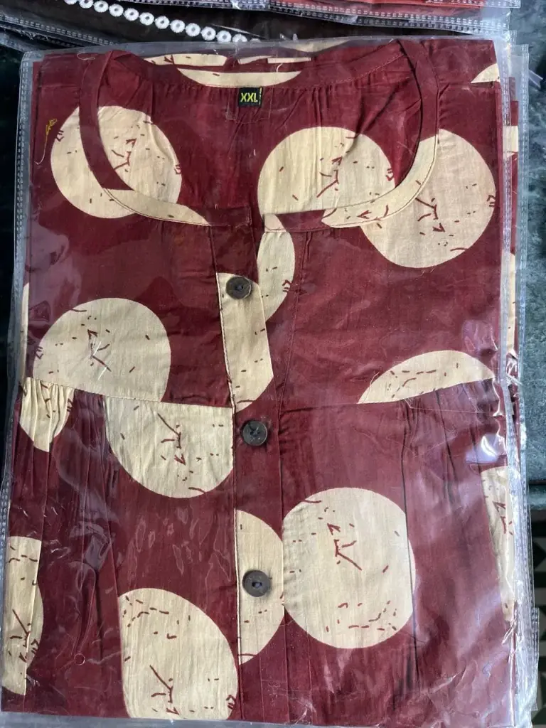 Rust orange Polka Dot Cotton Pleated Tunic