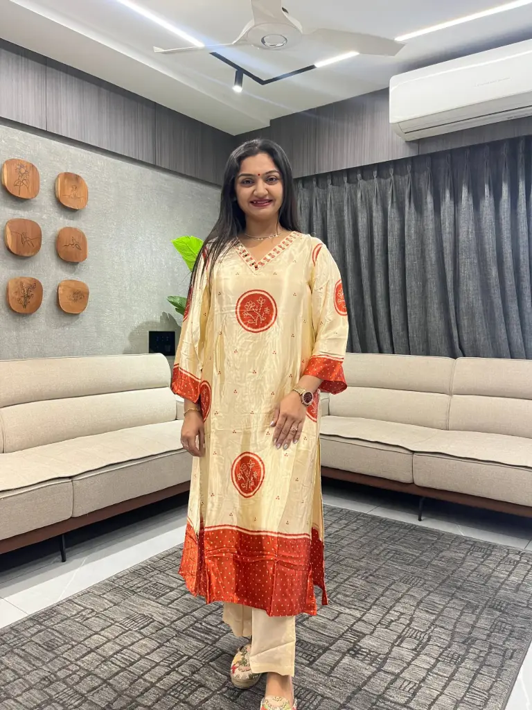 Champagne & Crimson Gazzi Silk Coord Set