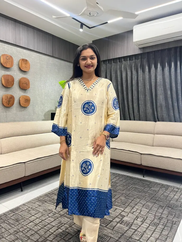 Champagne & Cobalt Gazzi Silk Coord Set