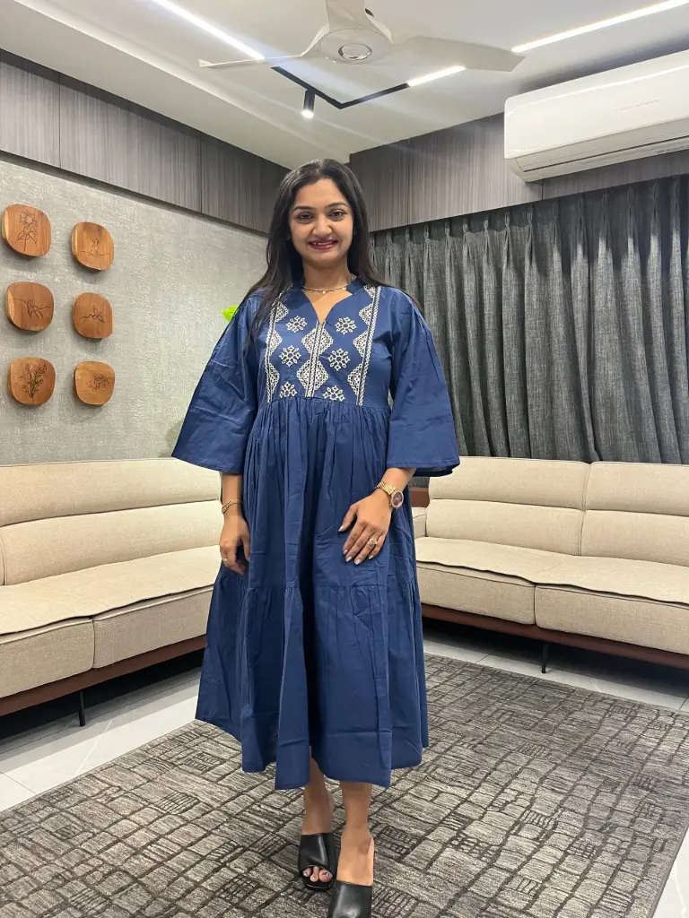 Navy Grace Cotton Dress