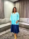 Sky Blue Ombre Dobby Cotton Dress