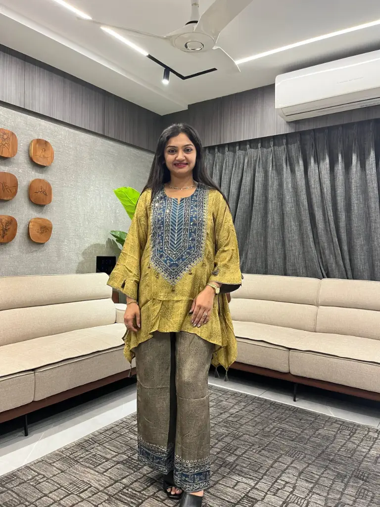 Olive Elegance Designer Crepe Co-ord Set