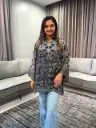 Midnight Elegance Printed Crepe Shirt