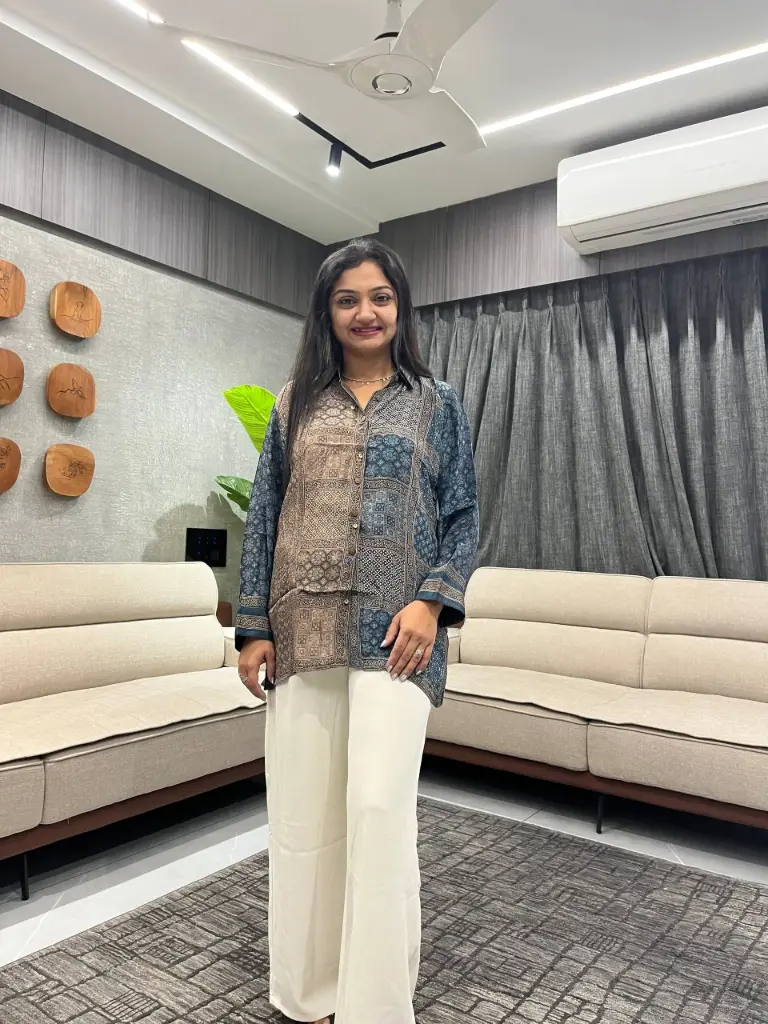 Midnight Mosaic Pure Crepe Handcrafted Shirt