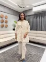 Ivory Blossom Printed Cotton Cord Set