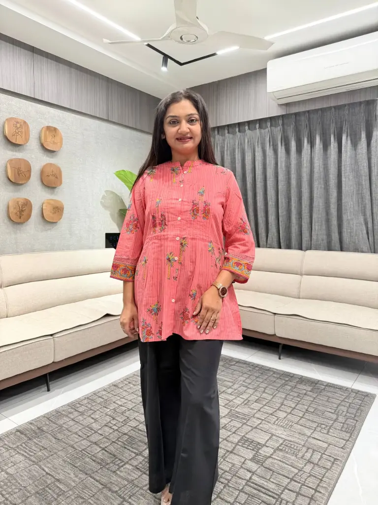Coral Bloom Premium Cotton Tunic