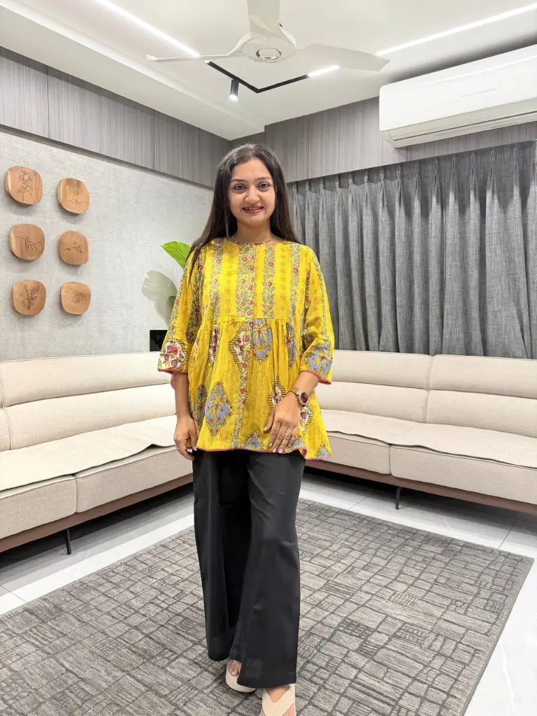 Marigold Bloom Premium Cotton Tunic