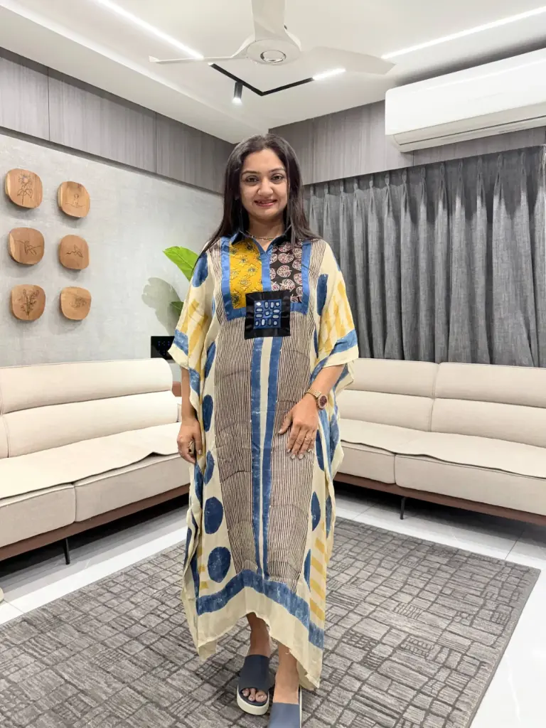 Indigo Heritage Modal Silk Kaftan