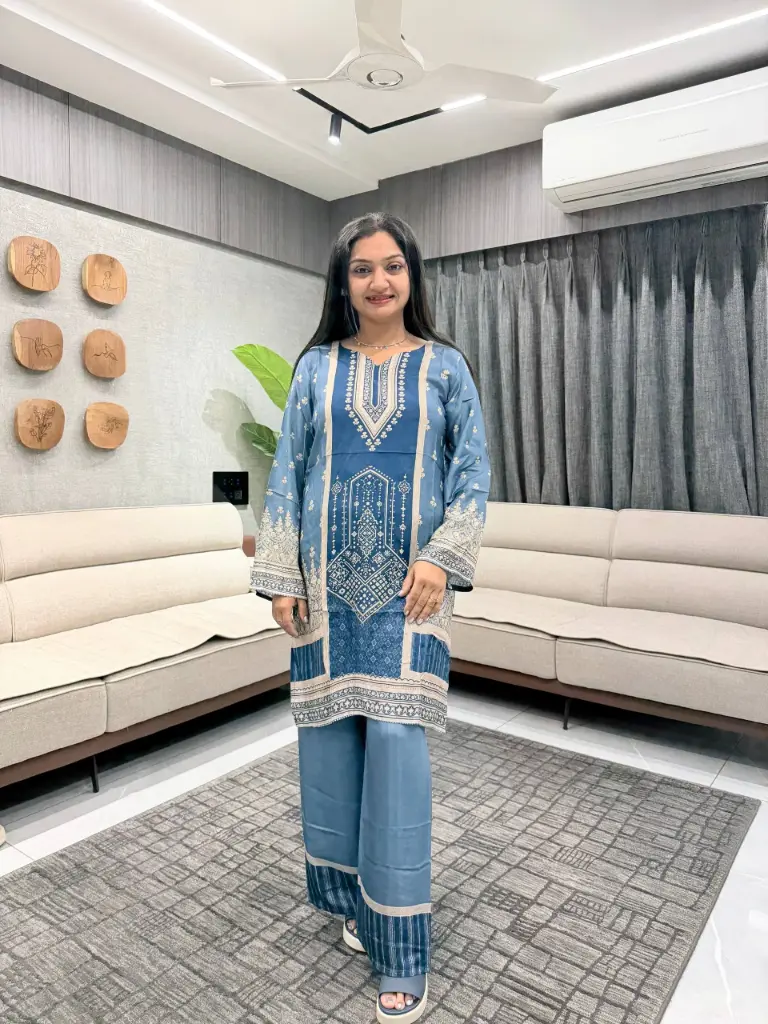 Heritage Elegance Muslin Kurta Palazzo Set