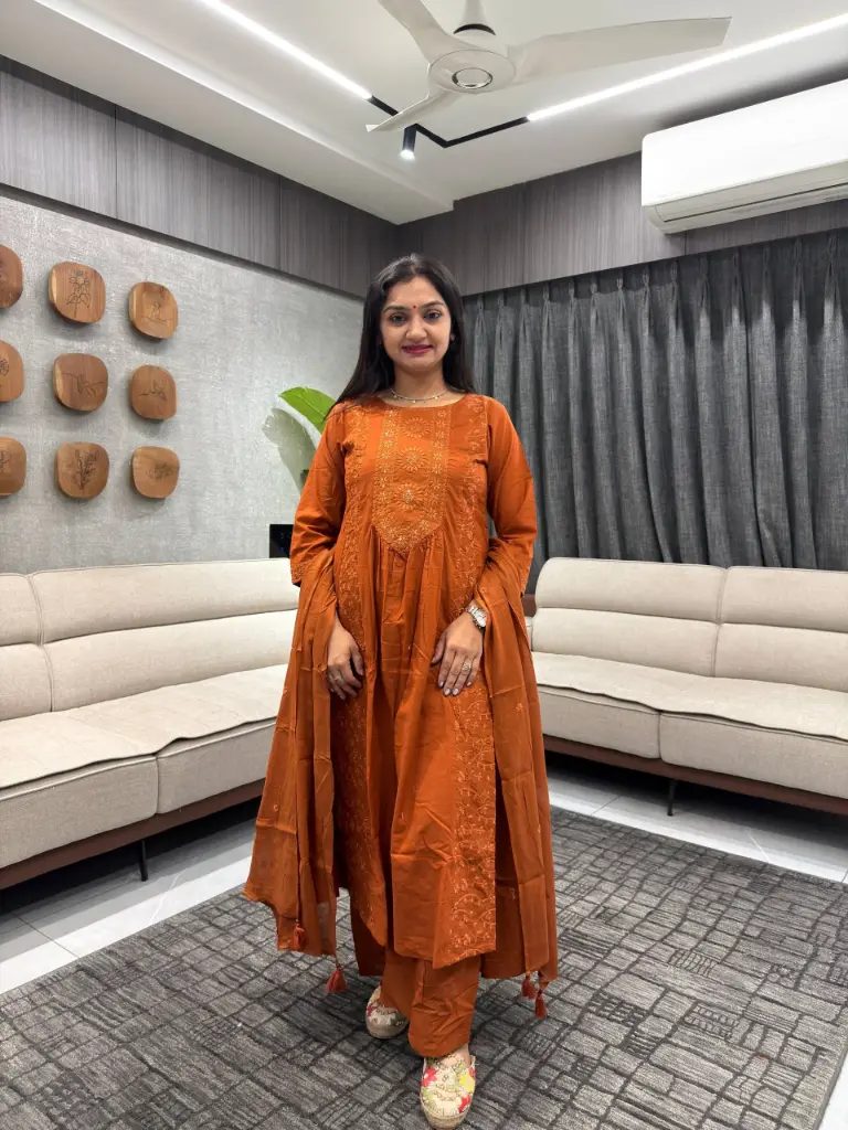 Rust Glow Tone-on-Tone Cotton Set