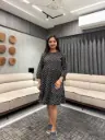 Black Pure Cotton Floral Printed A-line Dress