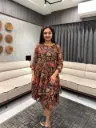 Black Georgette Floral Printed A-line Dress