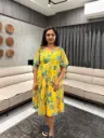 Yellow Georgette Floral Print Flared Western Dress