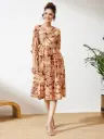 Maroon Pure Cotton Floral Printed Flared Dress