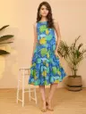 Aqua Pure Cotton Floral Printed Tiered Dress