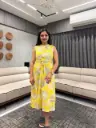 Lemon Pure Cotton Floral Printed A-line Dress