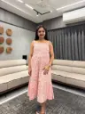 Peach Pure Cotton Paisley Printed Fit & Flare Dress