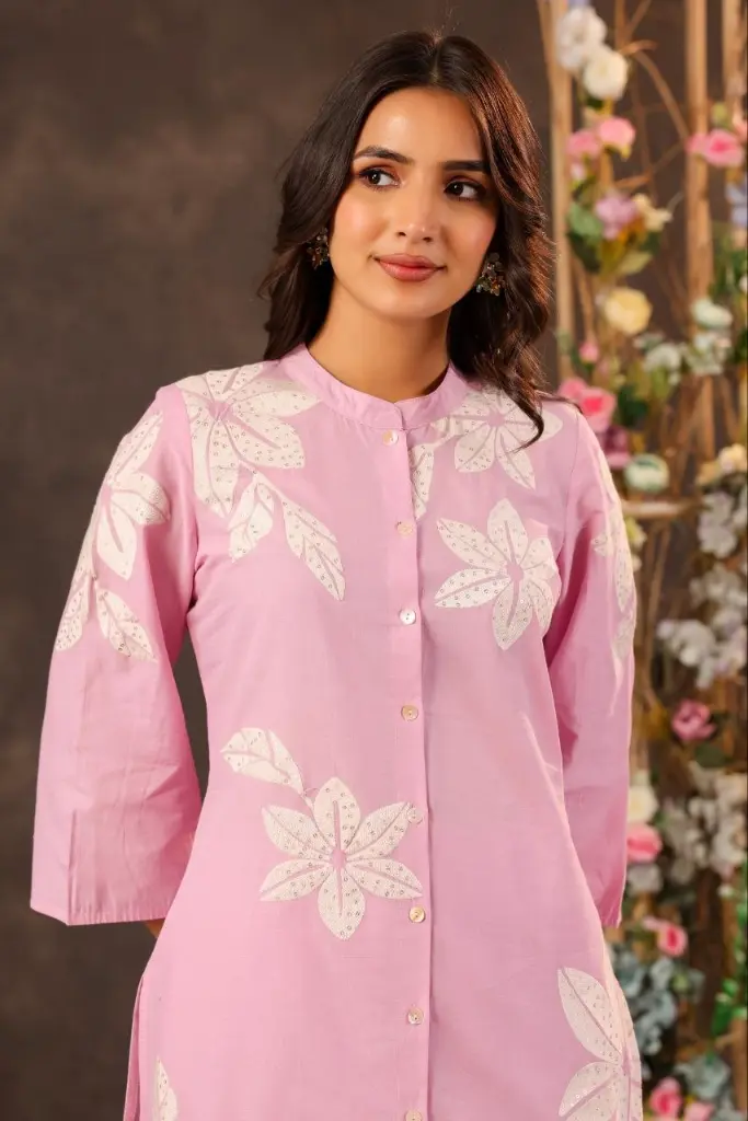 Pink Bloom Cotton Co-ord Set