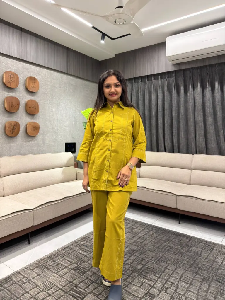 Olive Elegance Cotton Co-ord Set