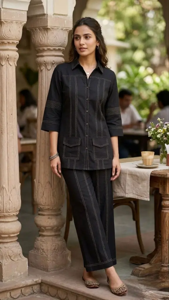 Midnight Onyx Katha Work Coord Set