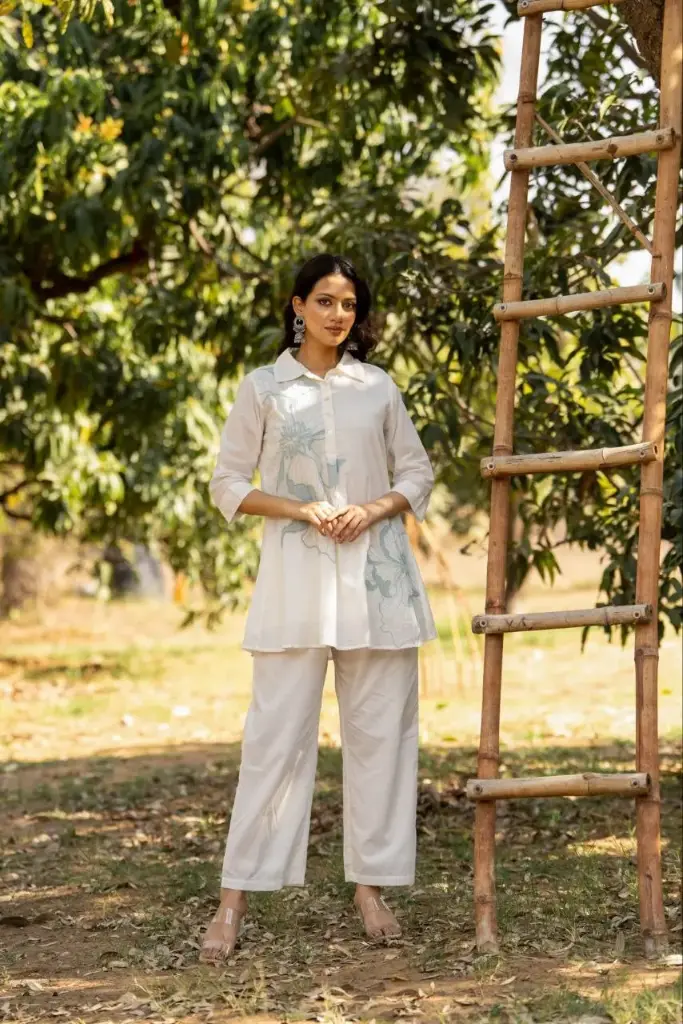 Ethereal White Embroidered Shirt & Palazzo