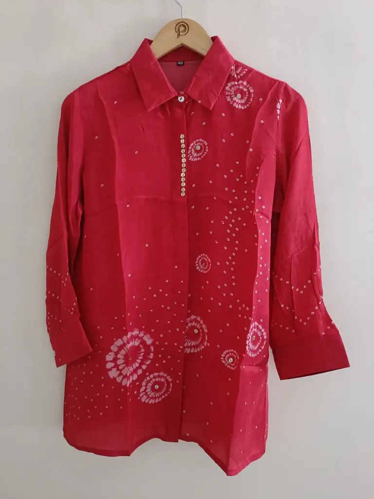 Bandhani Bliss Natural Crepe Shirt