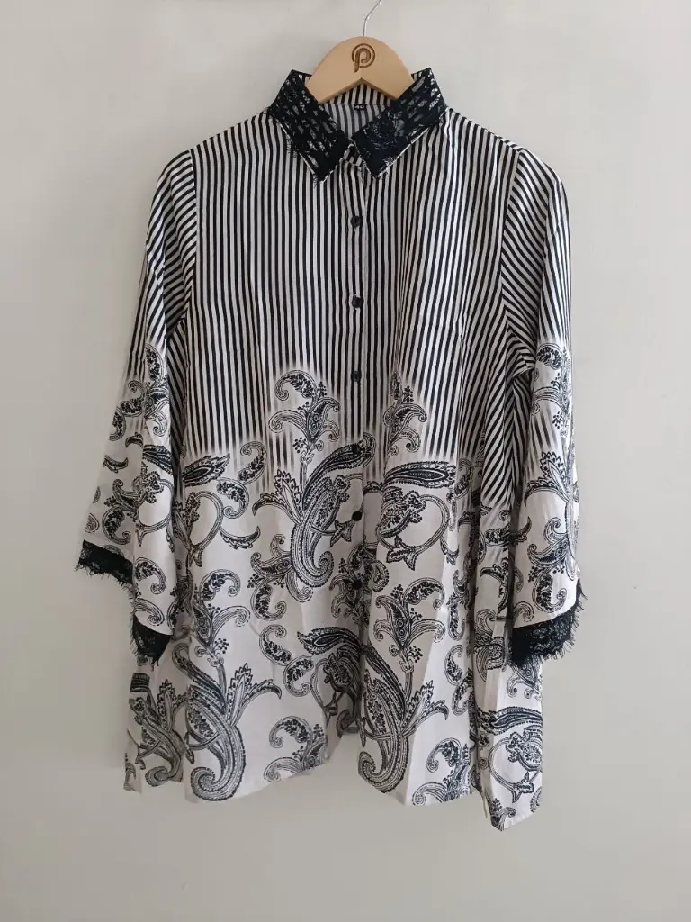 Midnight Kalamkari Fusion Crepe Shirt