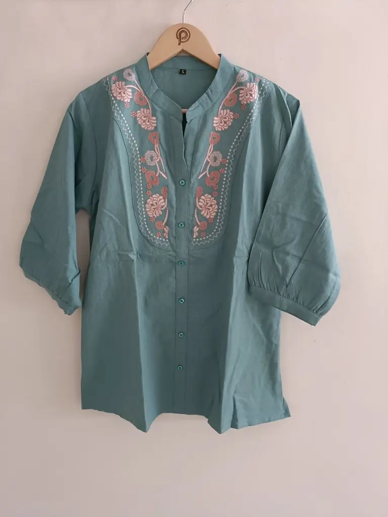 Serene Bloom Cotton Embroidered Top