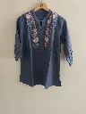 Indigo Bloom Embroidered Cotton Top