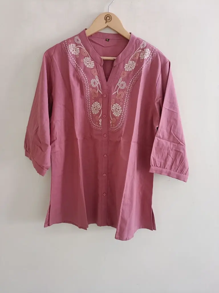 Rose Bloom Embroidered Cotton Top