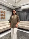 Mocha Bloom Embroidered Cotton Top