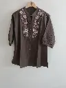 Mocha Bloom Embroidered Cotton Top