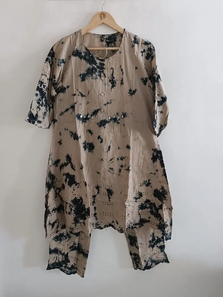 Smokey Sand Cotton Kurta Palazzo Cord Set